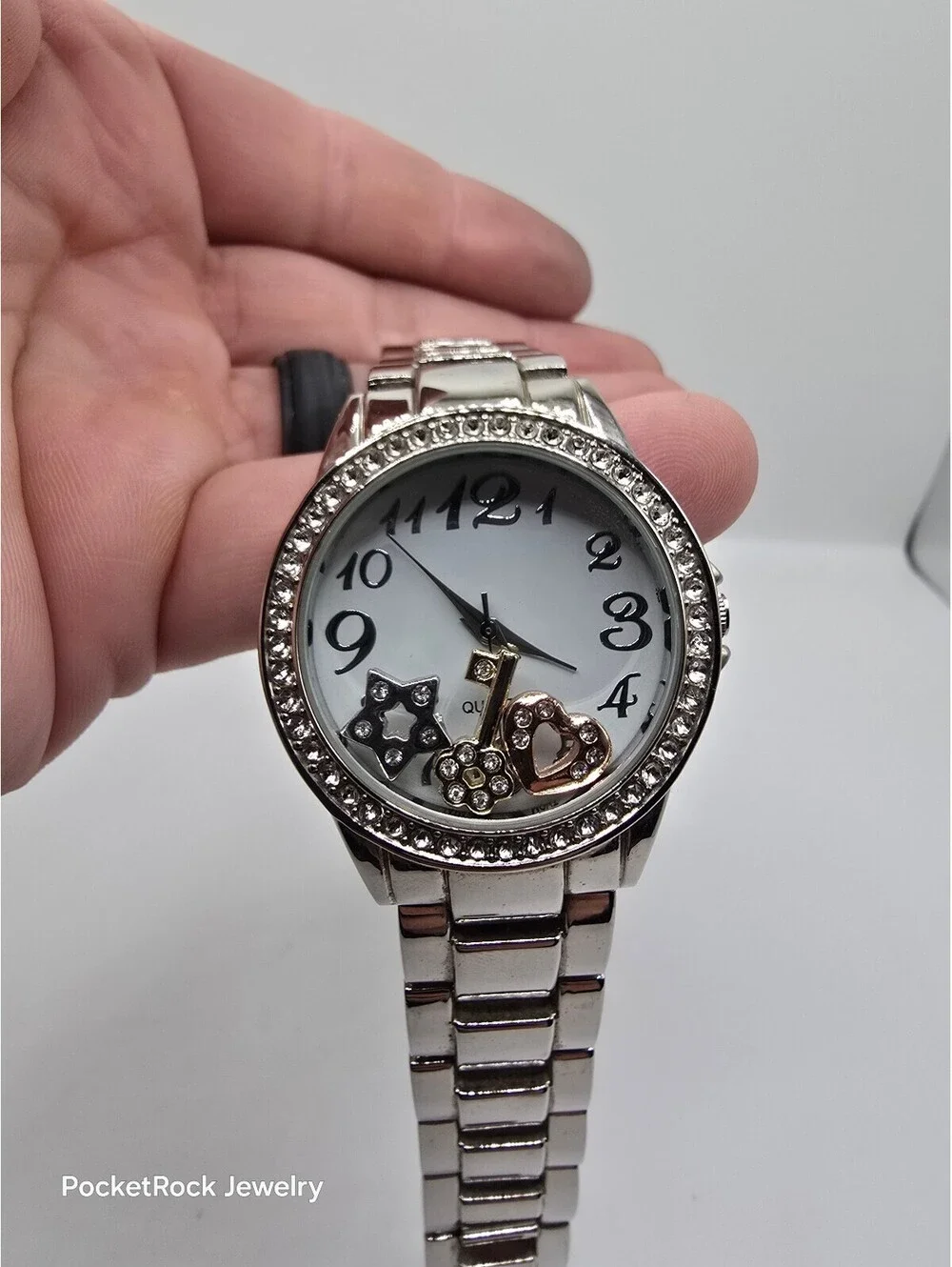 BWC Women’s Quartz Analog Watch White Dial Diamond Accent Silver Bracelet